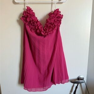 NWT Lulu's Vibrant Pink Ruffle mini dress